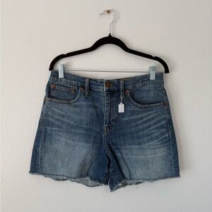 Madewell Distressed High-Rise Denim Shorts - Light Blue